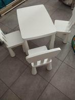 Kindertafel met 3 stoelen (zie foto's), Ophalen, Gebruikt, Stoel(en)