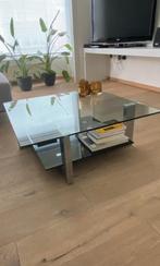 Glazen vierkante salontafel 90/90, Ophalen, Gebruikt, 50 tot 100 cm, 50 tot 100 cm
