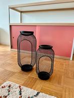 Windlichten, 2 stuks, zwart gelakt, Huis en Inrichting, Woonaccessoires | Kandelaars en Kaarsen, 25 tot 50 cm, Zwart, Ophalen of Verzenden