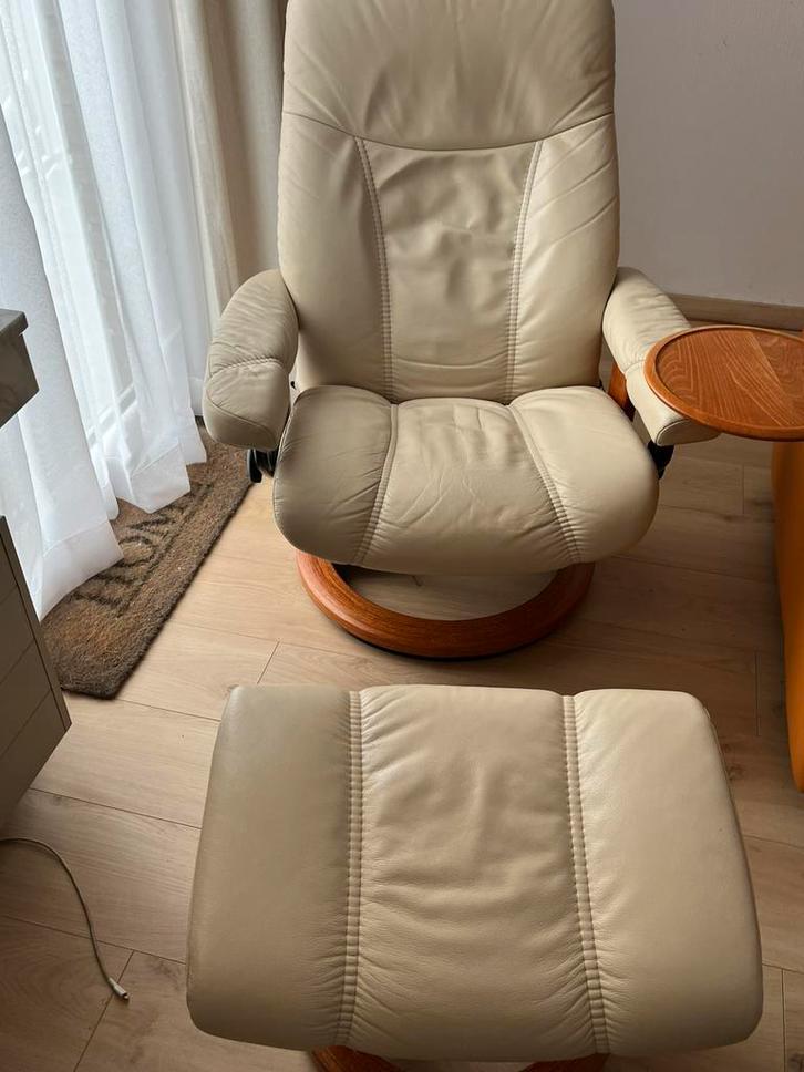Stressless relaxzetel, Maison & Meubles, Fauteuils, Utilisé, Cuir, 50 à 75 cm, Moins de 75 cm, Enlèvement