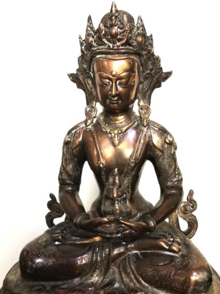 Bouddha bronze Nepal 19e siècle Amitayus H 40😍🙏💎🤗🎁👌, Antiquités & Art, Art | Sculptures & Bois, Enlèvement ou Envoi