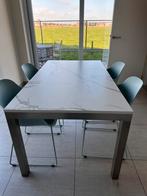 Inoxen marmer (zware) tafel + 4 stoelen, Huis en Inrichting, Tafels | Eettafels, Ophalen, Gebruikt