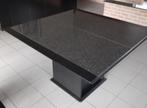 Zwarte uitschuifbare tafel met granieten blad en 6 stoelen, 100 tot 150 cm, 100 tot 150 cm, Modern, Gebruikt