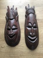 Afrikaanse houten hoofden, Antiek en Kunst, Kunst | Beelden en Houtsnijwerken, Ophalen of Verzenden