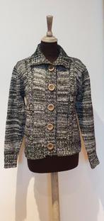 Cardigan d'hiver tricoté moucheté B-w avec laine Key Mind M/, Key Mind, Comme neuf, Noir, Taille 38/40 (M)