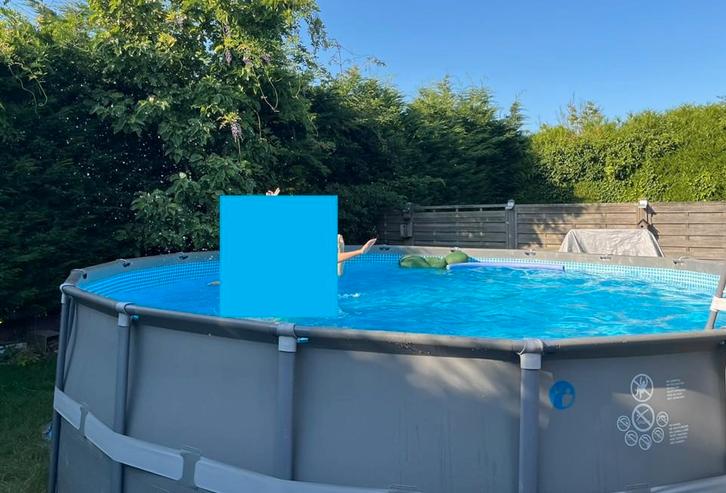 zwembad dia 5m66 met nieuwe zandfilter en warmtepomp, Tuin en Terras, Zwembaden, Gebruikt, Opzetzwembad, 120 cm of meer, 400 cm of meer