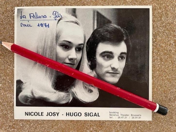 FOTOKAART VLAAMS ZANGDUO NICOLE & HUGO OPTREDEN LAPALMA 1971, Verzamelen, Muziek, Artiesten en Beroemdheden, Zo goed als nieuw