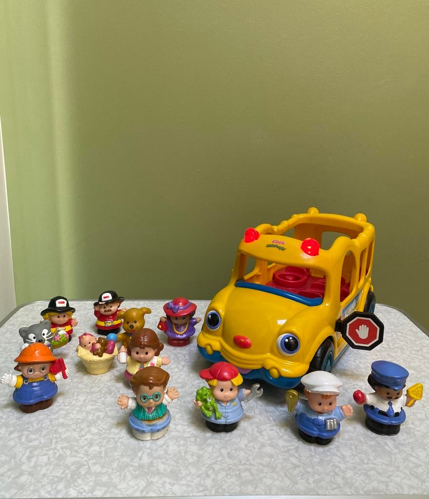 🍄 - Little people - Vintage - Schoolbus + extra popjes, Ophalen of Verzenden, Zo goed als nieuw