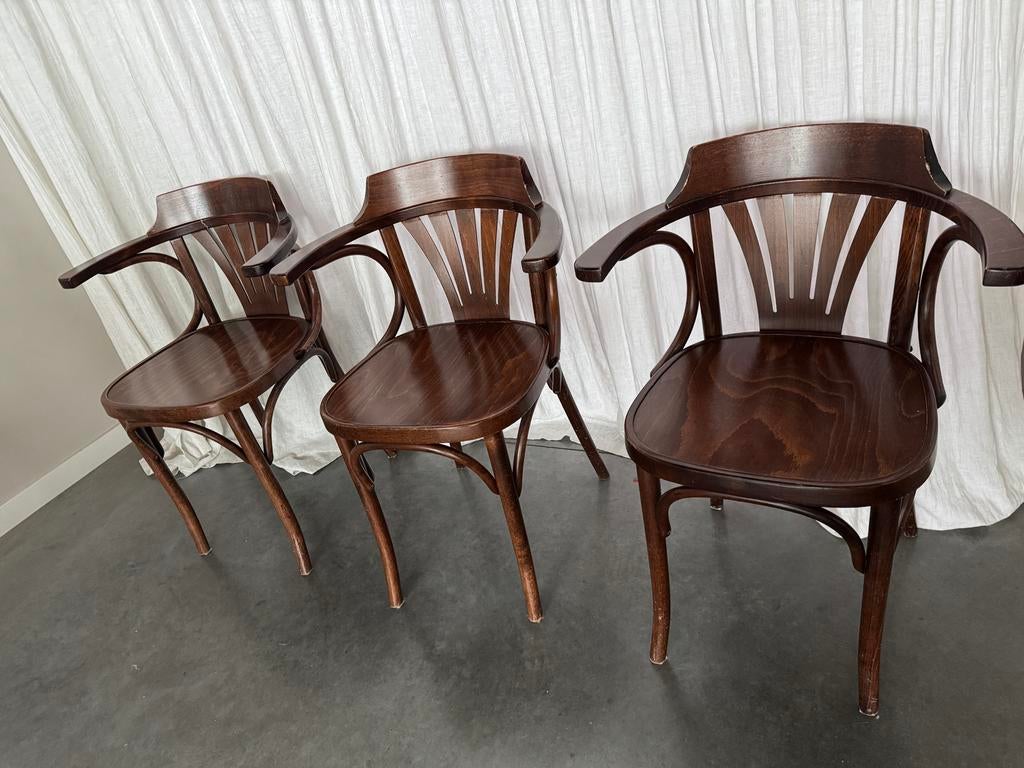 3 vintage houten caféstoelen, Huis en Inrichting, Ophalen, Zo goed als nieuw