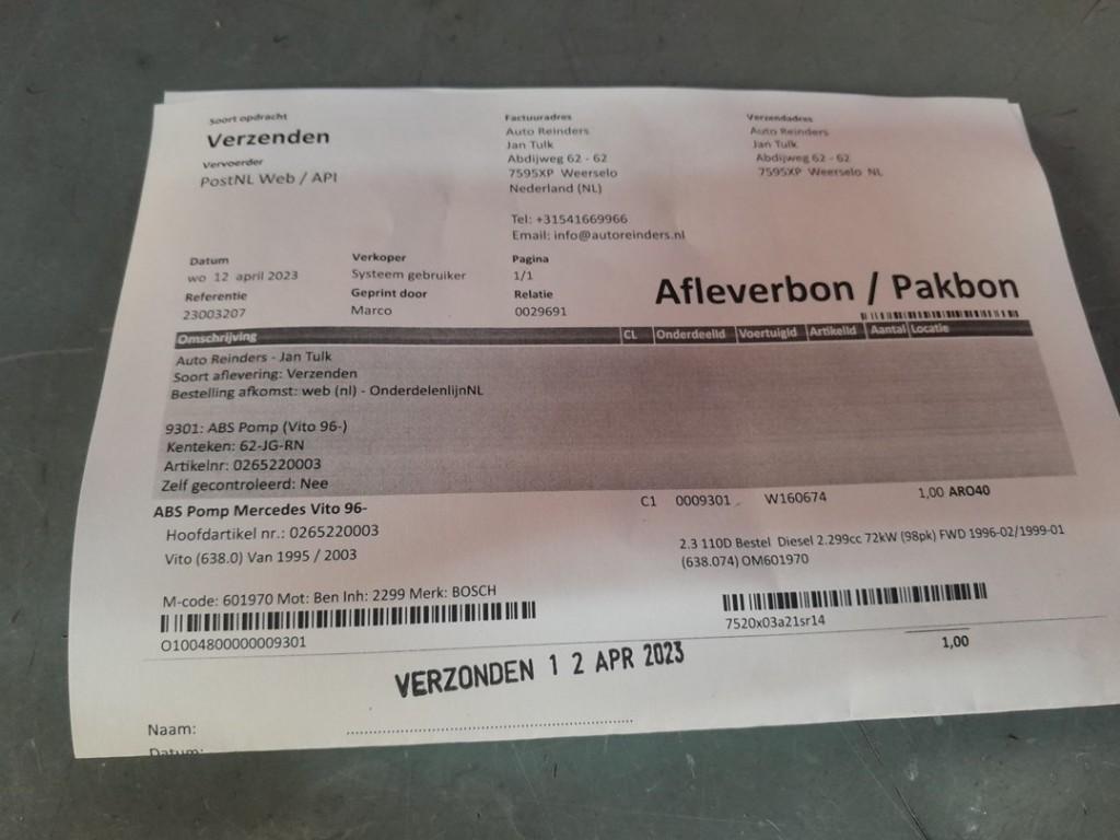 POMPE/MODULE ABS Mercedes-Benz Vito (638.0) (A6384460114), Utilisé, Mercedes-Benz