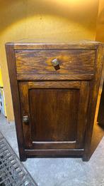 Antiek bijzet tafel met glazen dek 40x40x65, Enlèvement