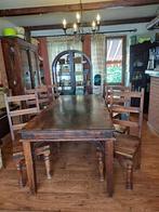 Massief houten tafel met 6 stoelen, Ophalen