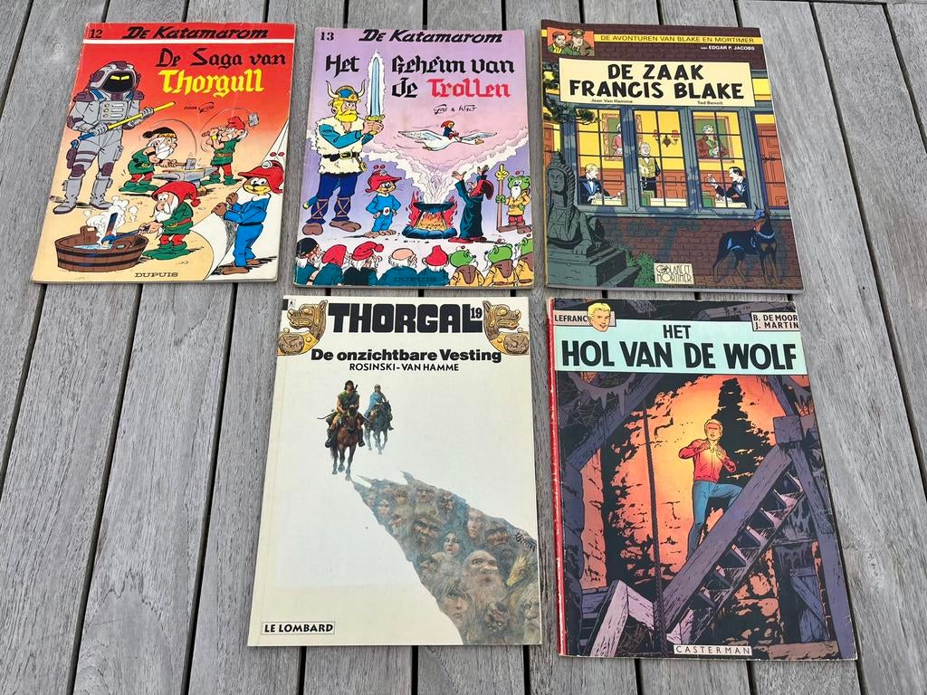 5 strips: Thorgal, Blake en Mortimer, Lefranc, Katamarom, Boeken, Ophalen, Zo goed als nieuw
