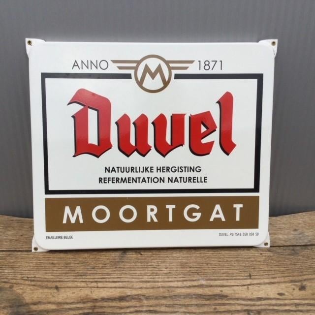 Emaille DUVEL reclame bord Emaillerie Belge, Ophalen of Verzenden, Zo goed als nieuw, Reclamebord