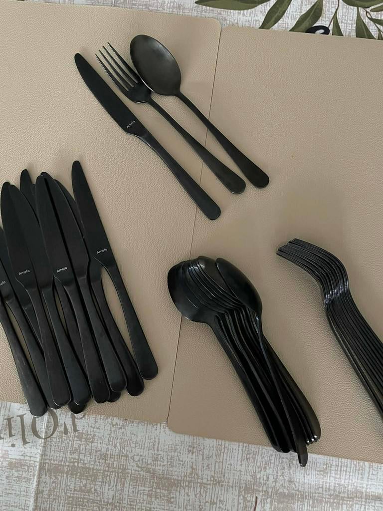 12 delig zwart bestek, Ophalen, Gebruikt, Los bestek