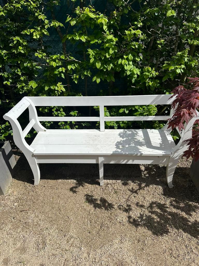 Tuinbank wit in hout, Ophalen, Gebruikt, Hout