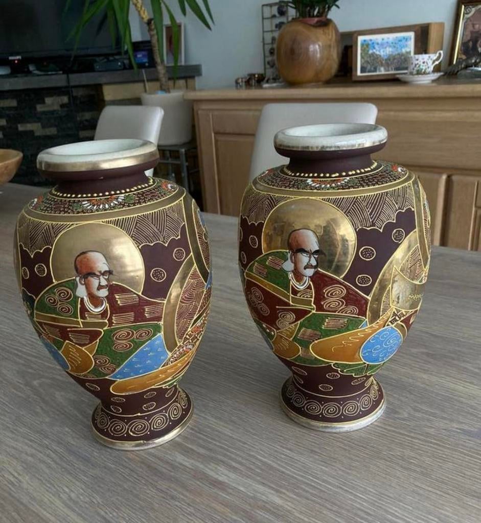 3 paires de vases tatsuma avec tampon, Antiquités & Art, Enlèvement