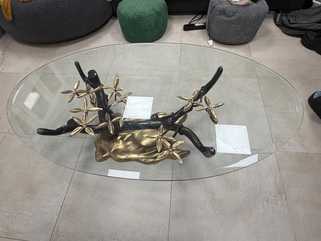 Table salon, Huis en Inrichting, Tafels | Salontafels, Gebruikt, 50 tot 75 cm, 100 tot 150 cm, 50 tot 100 cm, Ovaal, Glas, Metaal