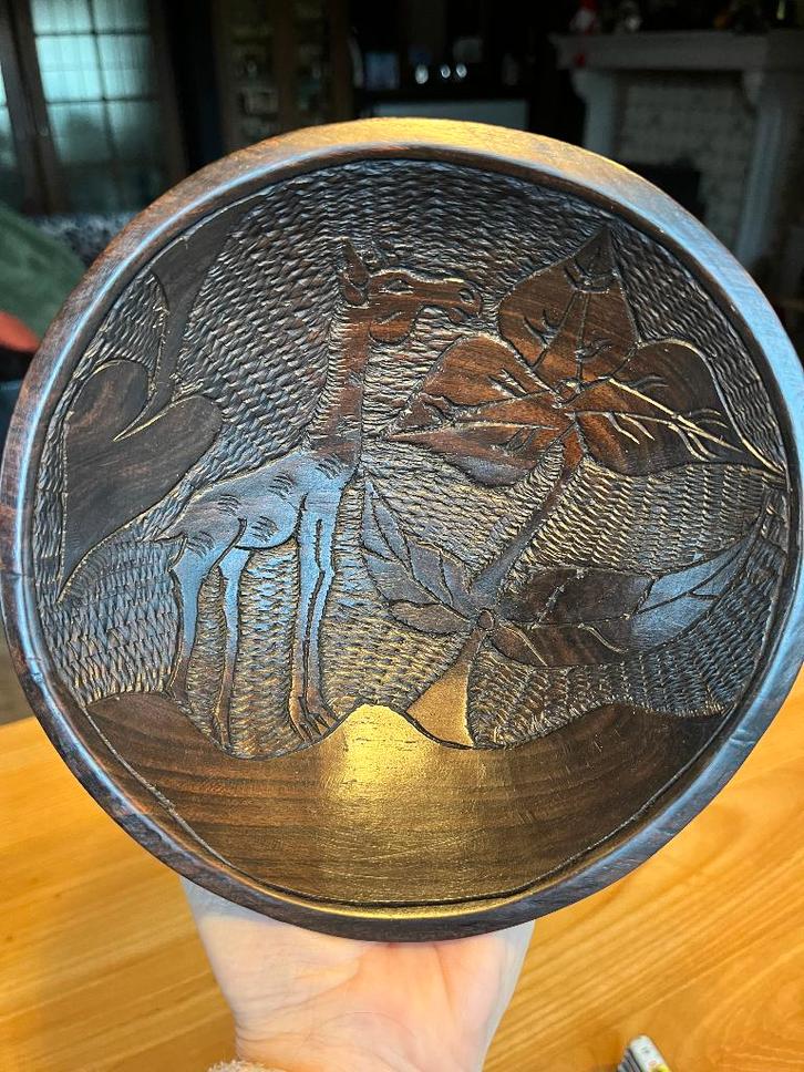 Vintage Afrikaans houten bord houtsnijwerk Giraffe, Antiek en Kunst, Kunst | Niet-Westerse kunst, Ophalen of Verzenden