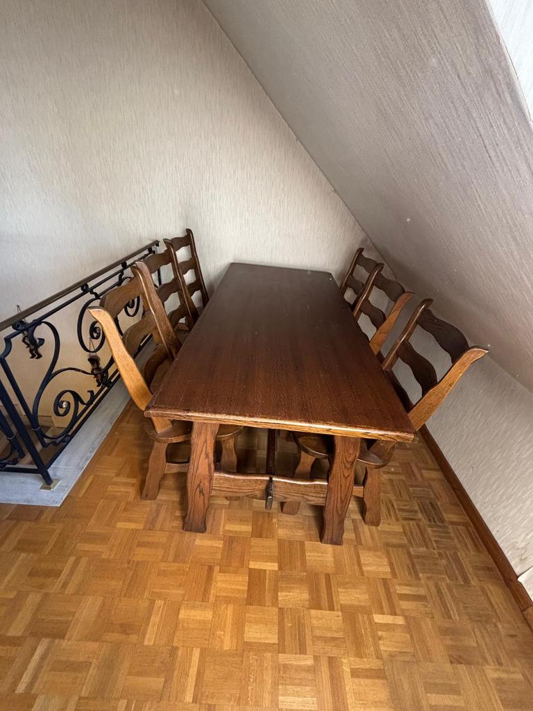 Tafel eik met 6 stoelen antiek, Antiek en Kunst, Ophalen