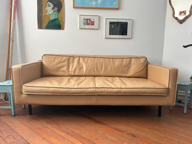 Canapé cuir cognac / Zetel Leer Cognac / Leather Sofa cognac, Huis en Inrichting, Zetels | Zetels, Zo goed als nieuw, Rechte bank