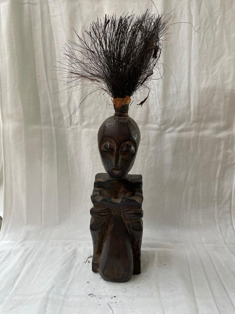 Afrikaans beeldje, Fait main, Bois, Enlèvement ou Envoi, Brun