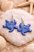 Boucles d'oreilles "Tortuga", Neuf, Enlèvement ou Envoi, Autres matériaux, Bleu