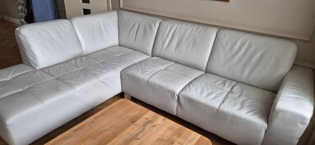 Leren zithoek licht grijs, Enlèvement, Utilisé, Cuir, Modern