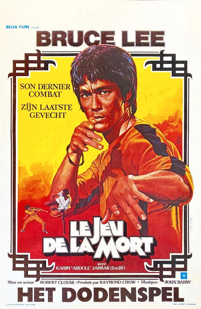 Originele Belgische poster van de film „Game of Death”, Verzamelen, Posters, Zo goed als nieuw, Film en Tv, A1 t/m A3, Rechthoekig Staand