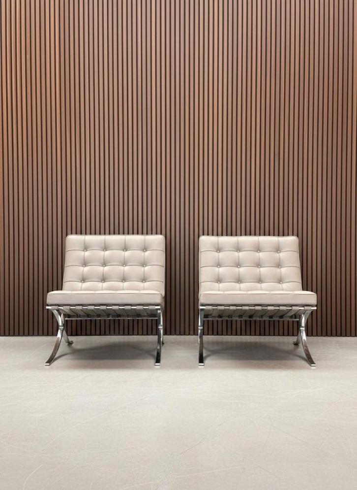 Knoll Barcelona chair - Volo Leather taupe, Antiek en Kunst, Antiek | Meubels | Stoelen en Sofa's, Ophalen of Verzenden