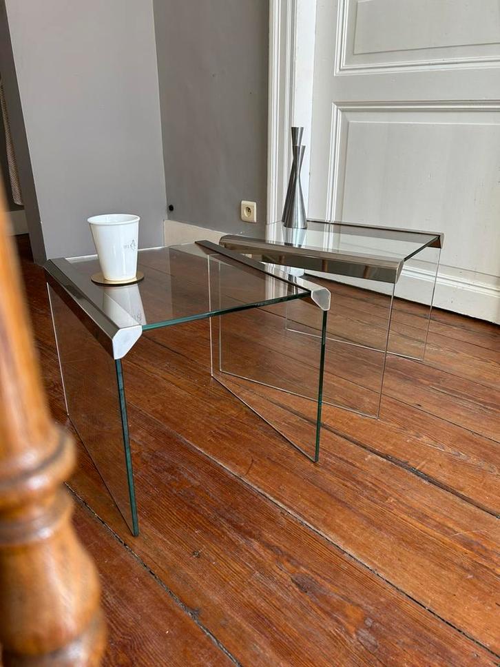 Tables d'appoint vintage en verre, Pierangelo Gallotti, 1970, Maison & Meubles, Tables | Tables de salon, Utilisé, Moins de 50 cm