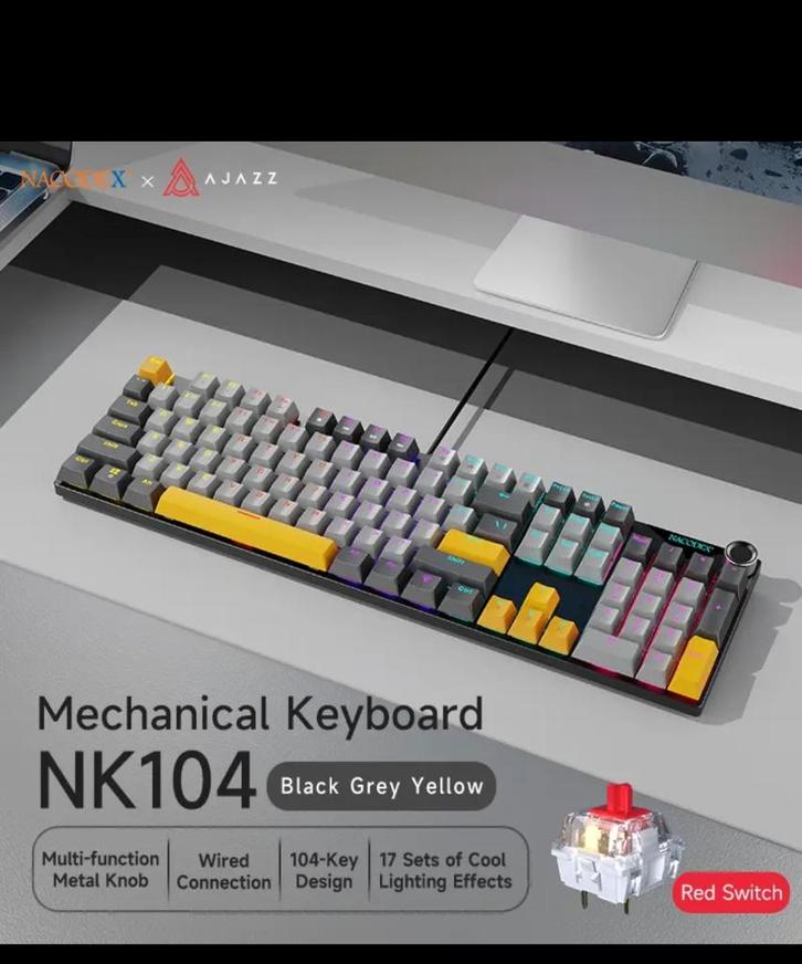 Nacodex mechanical keyboard, Computers en Software, Toetsenborden, Nieuw, Qwerty, Bedraad, Gaming toetsenbord, Ophalen of Verzenden
