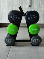 Rack haltères + 3 paires (3-4-5 kg) Decathlon – complet, Enlèvement, Bras