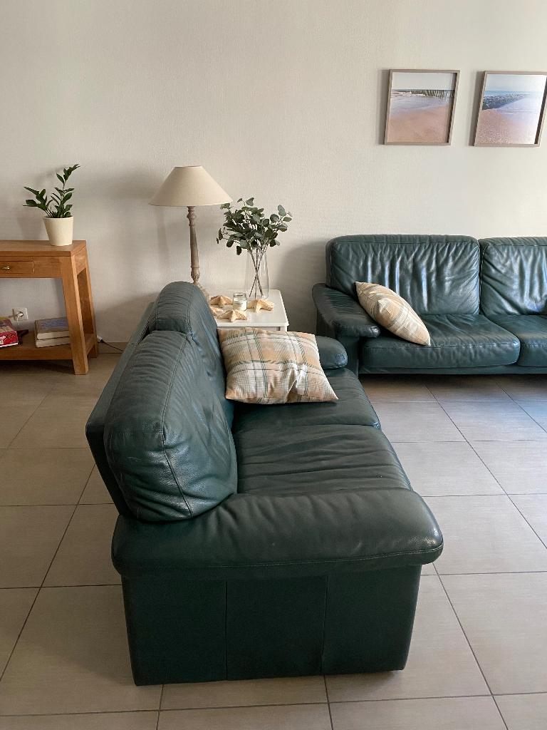 Zetels in leder, Ophalen, Gebruikt, Tweepersoons, Leer