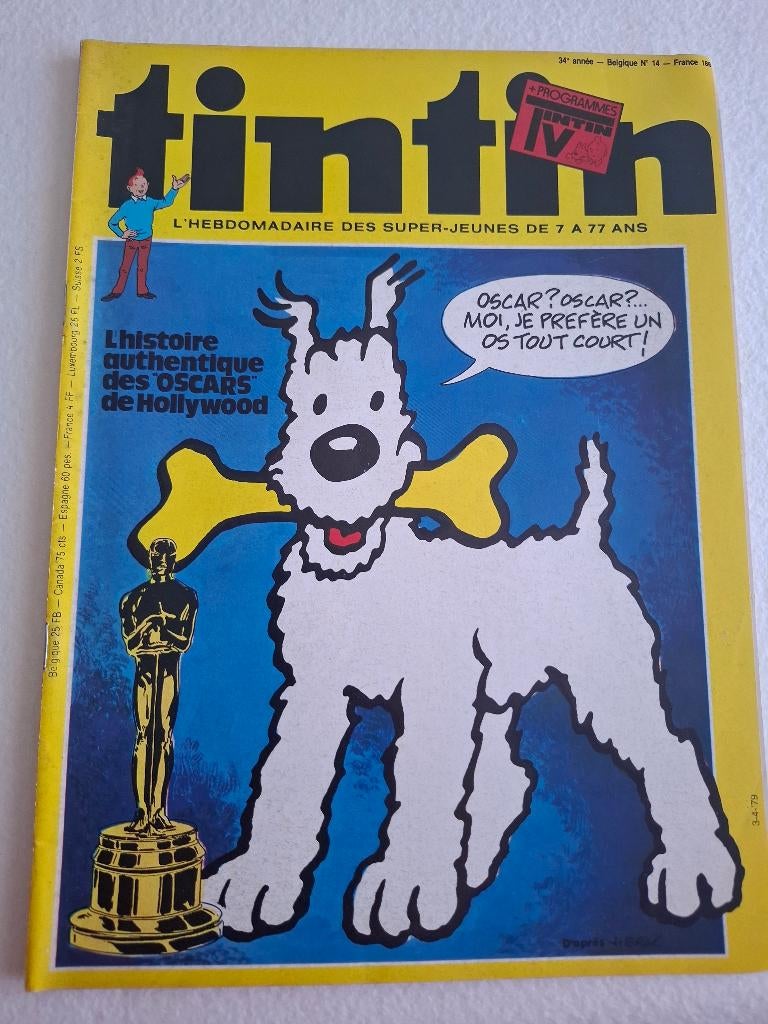 Magasine Tintin avec Milou en couverture du 3/4/79, Livres, BD, Utilisé, Enlèvement ou Envoi
