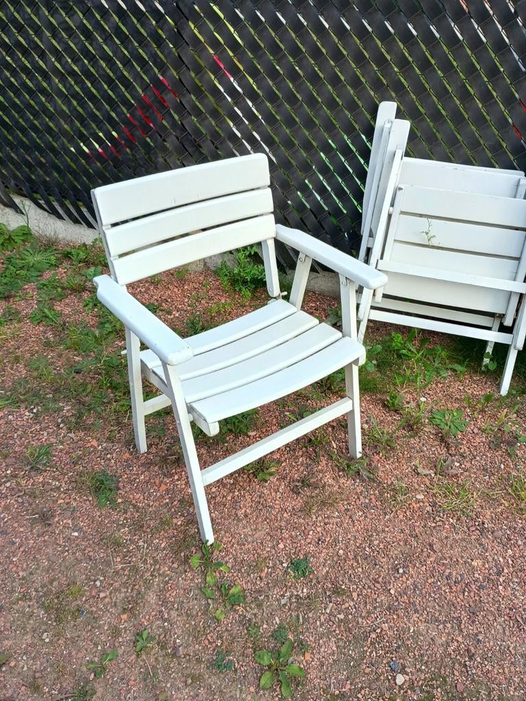 Witte tuinstoelen, Tuin en Terras, Tuinstoelen, Ophalen, Gebruikt, Kunststof, Stapelbaar