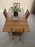 IKEA uitschuifbare eettafel + 4 stoelen (zeer goede staat), Ophalen, Eikenhout, 50 tot 100 cm, Zo goed als nieuw