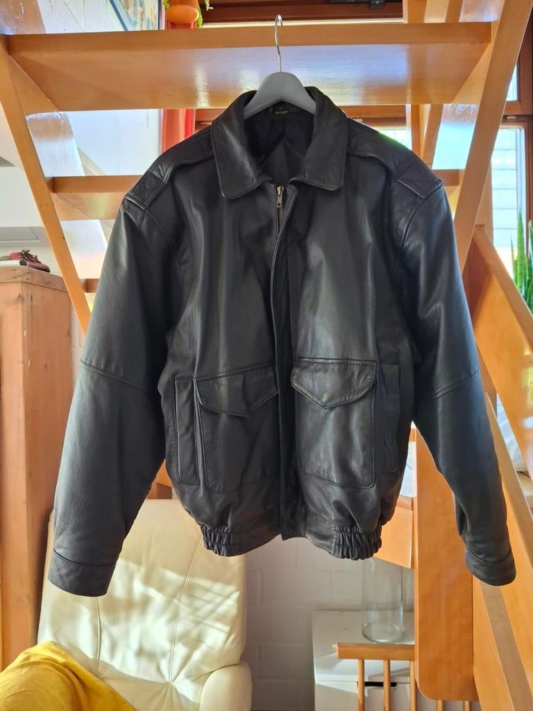 Lederen herenjack, goede kwaliteit kalfsleer. Zwart., Kleding | Heren, Jassen | Winter, Ophalen, Zwart