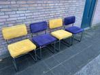 4 Ribstof Stoelen met Chrome Buisframe, Enlèvement, Utilisé, Tissus, Quatre