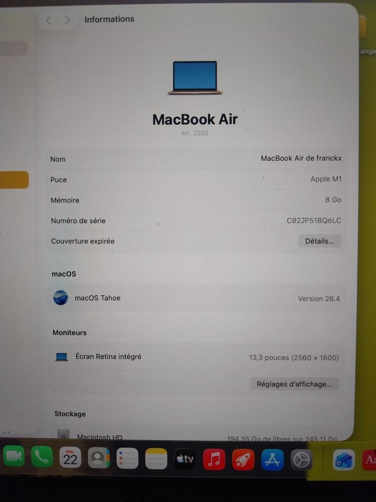 Vend macbook air m1 2020, MacBook