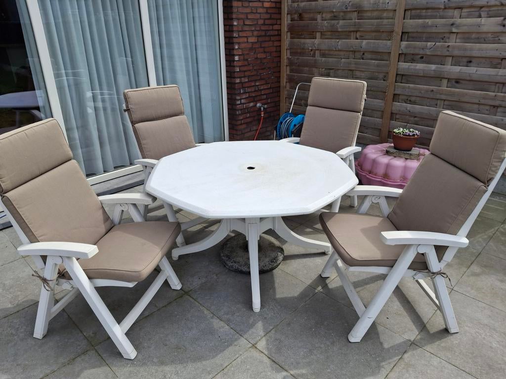 Tuinset Hartman met 6 verstelbare stoelen én kussens, Tuin en Terras, Ophalen, Tuinset