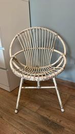 Oude rieten/rotan stoel metalen onderstel, Ophalen, Gebruikt