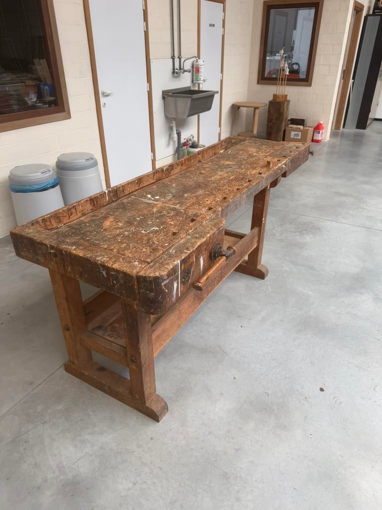 Oude beuken timmermanswerkbank, Antiek en Kunst, Ophalen