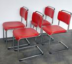 4x Gispen 101 | cuir rouge | chrome brillant | zgan, Rouge, Enlèvement ou Envoi, Comme neuf, Modern (Dutch) Design