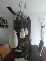 Koloniale hanglamp met 3 hanglampen, Huis en Inrichting, Lampen | Hanglampen, Ophalen, Zo goed als nieuw, Glas