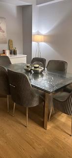 Calligaris tafel en stoelen, Ophalen, Zo goed als nieuw, Vierkant, Glas