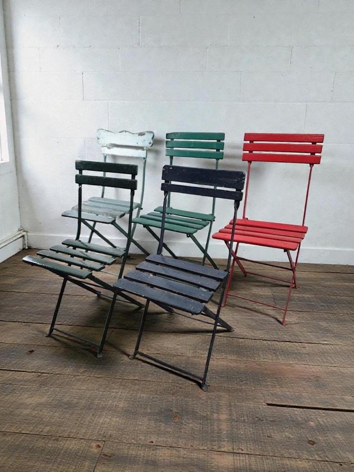 vintage Franse inklapbare tuinstoel, Antiek en Kunst, Curiosa en Brocante, Ophalen of Verzenden