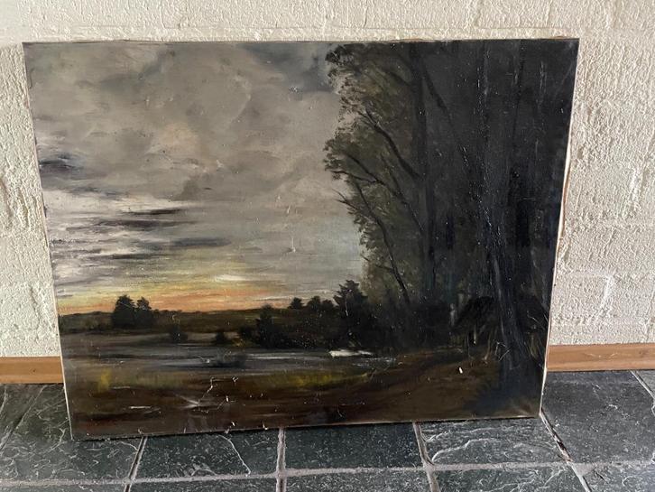 schilderij landschap met bomen, Antiek en Kunst, Kunst | Schilderijen | Klassiek, Ophalen of Verzenden