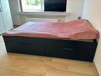 Ikea bed 140/200, ikea bed zwart, Brimnes bed met lades, Comme neuf, Noir, Enlèvement, 140 cm