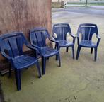 4 blauwe tuinstoelen, Zo goed als nieuw, Ophalen